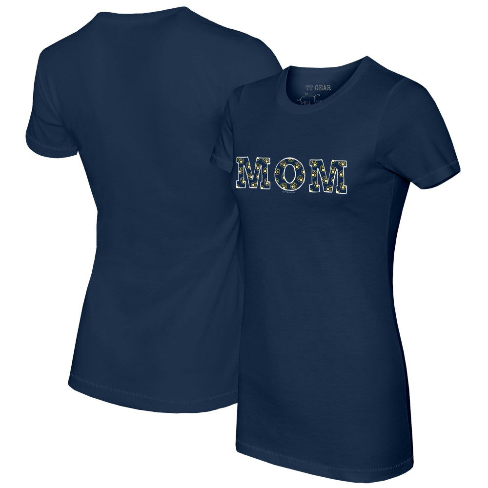 Milwaukee Brewers Tiny Turnip Women's Logo Mom T-Shirt - Navy T-shirts