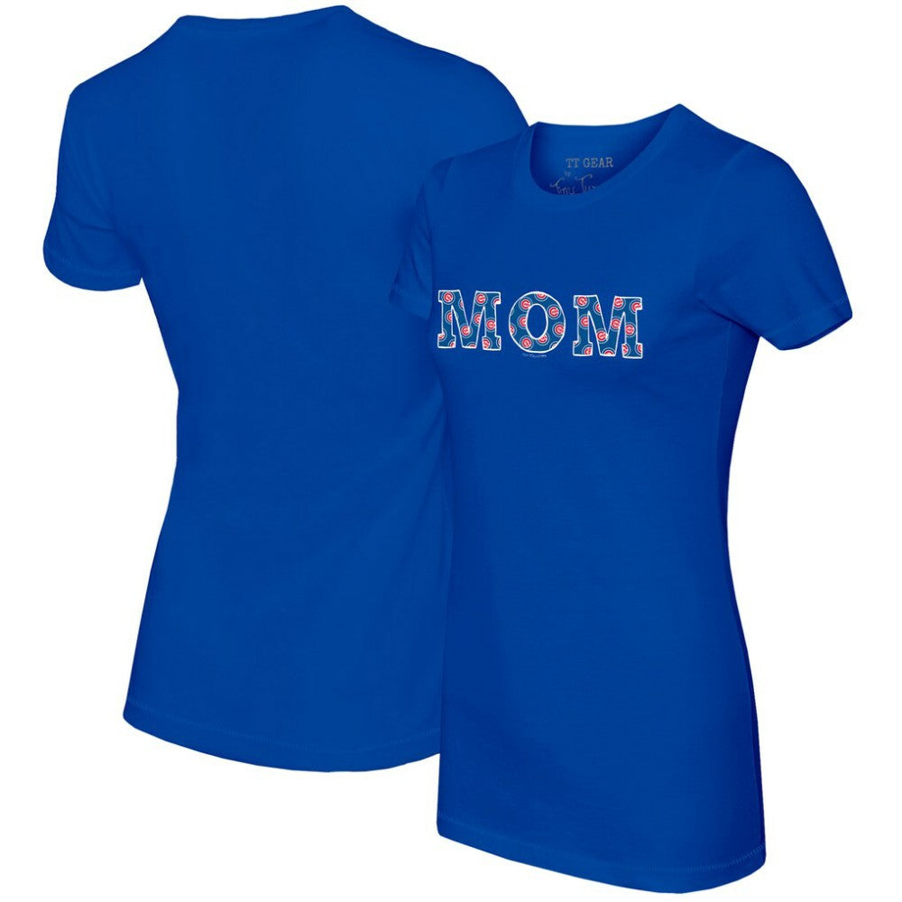Chicago Cubs Tiny Turnip Women's Logo Mom T-Shirt - Royal T-shirts