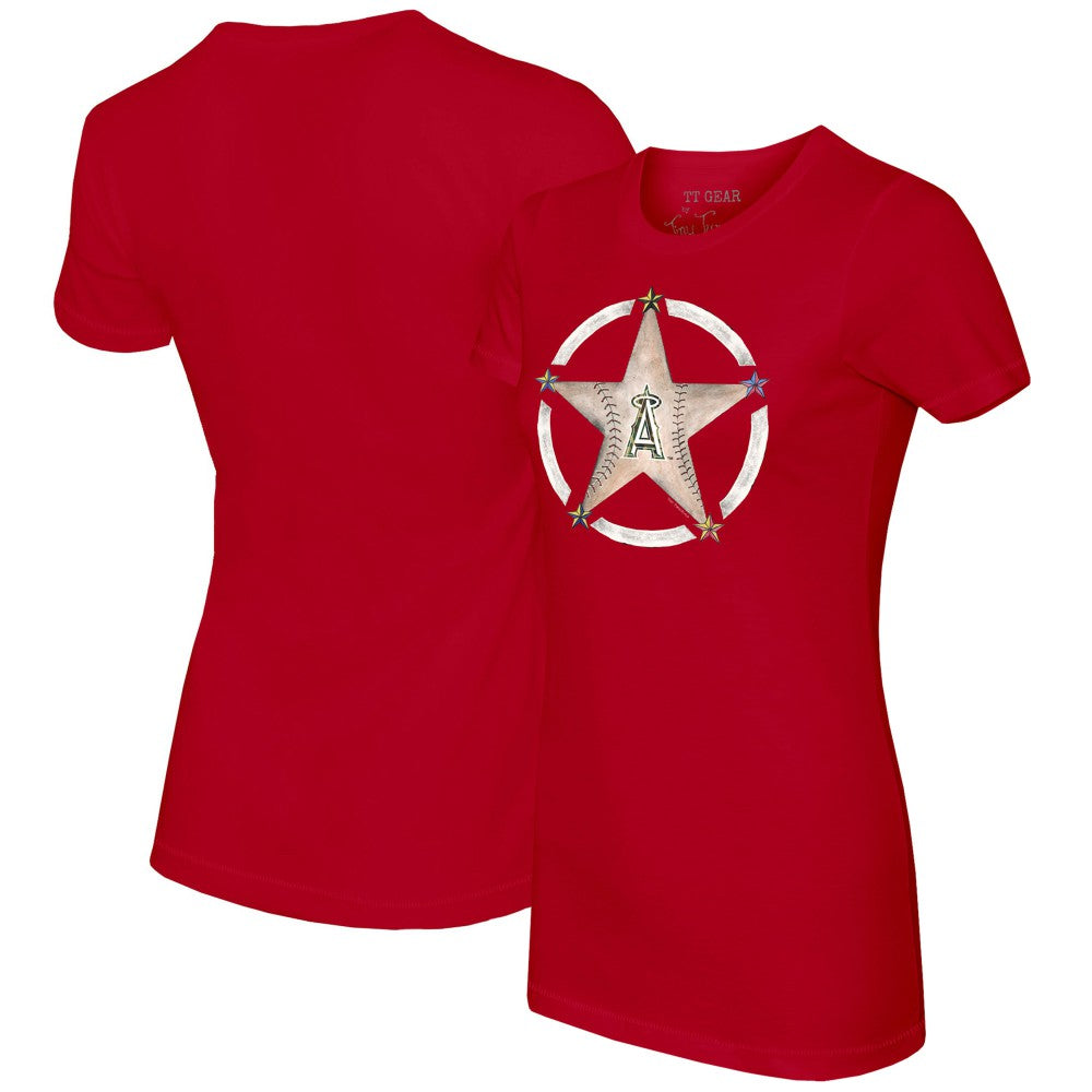 Los Angeles Angels Tiny Turnip Women's Military Star T-Shirt - Red T-shirts