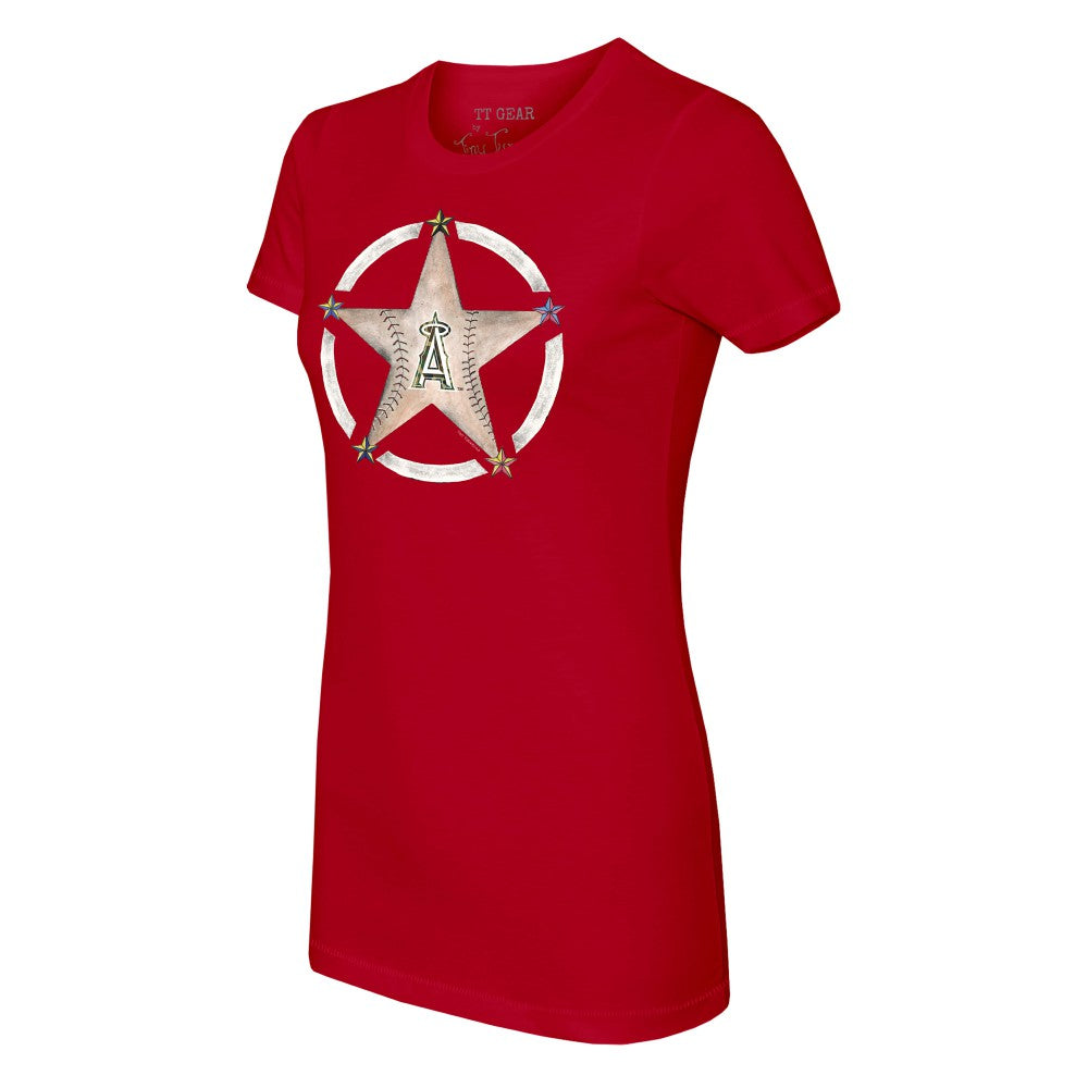 Los Angeles Angels Tiny Turnip Women's Military Star T-Shirt - Red T-shirts