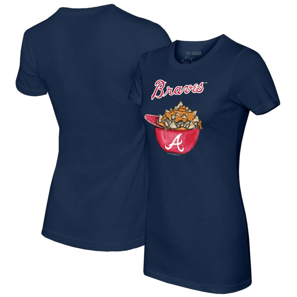 Atlanta Braves Tiny Turnip Women's Nacho Helmet T-Shirt - Navy T-shirts