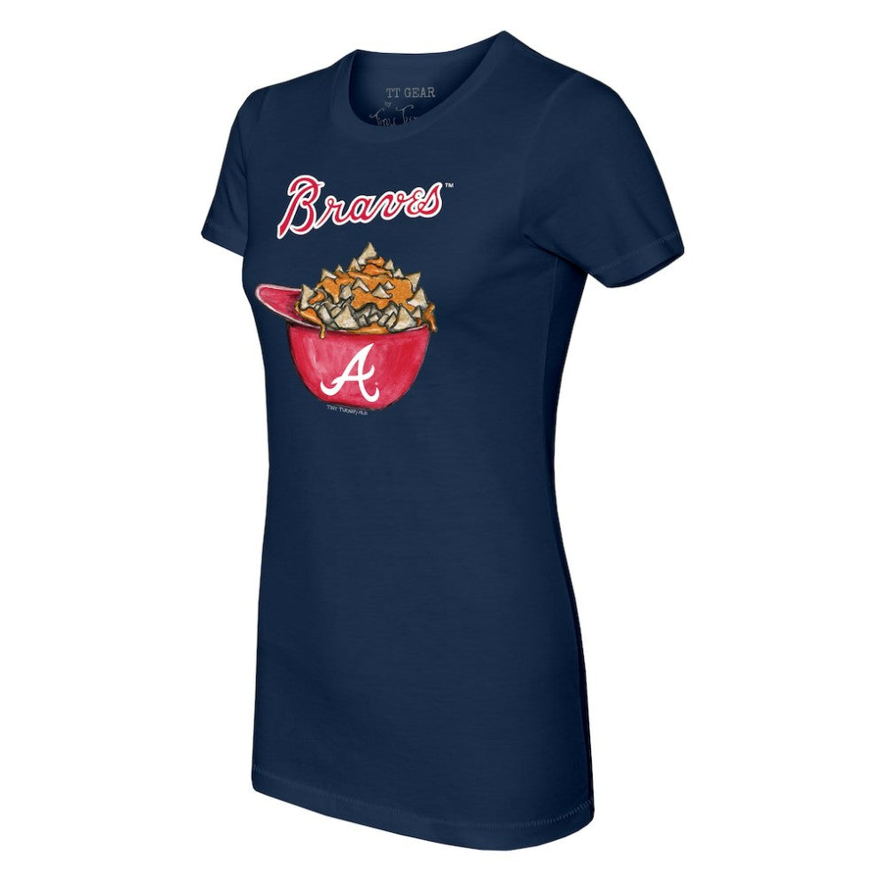 Atlanta Braves Tiny Turnip Women's Nacho Helmet T-Shirt - Navy T-shirts