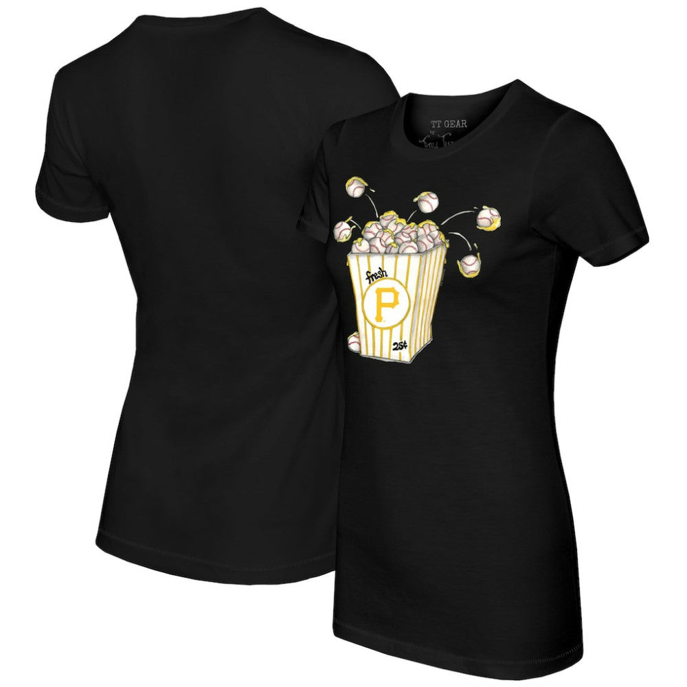Pittsburgh Pirates Tiny Turnip Women's Popcorn T-Shirt - Black T-shirts