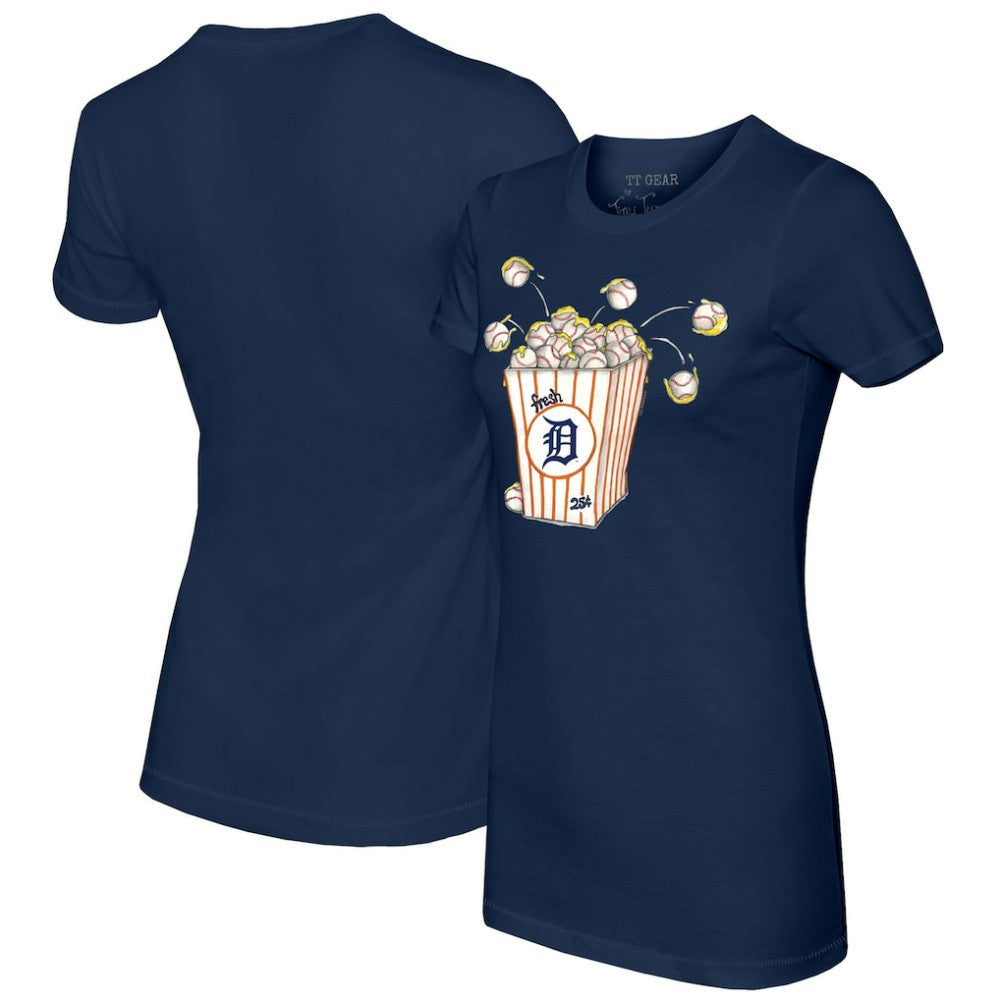 Detroit Tigers Tiny Turnip Women's Popcorn T-Shirt - Navy T-shirts