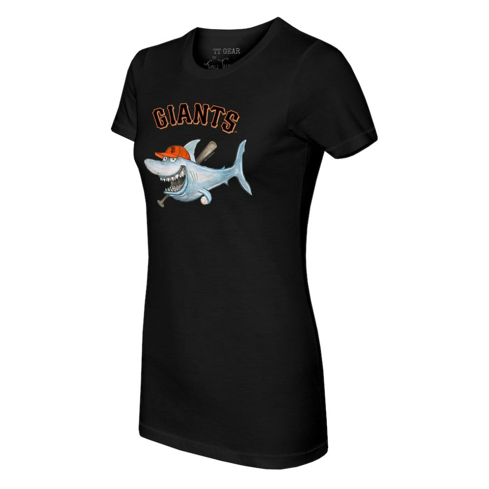 San Francisco Giants Tiny Turnip Women's Shark T-Shirt - Black T-shirts