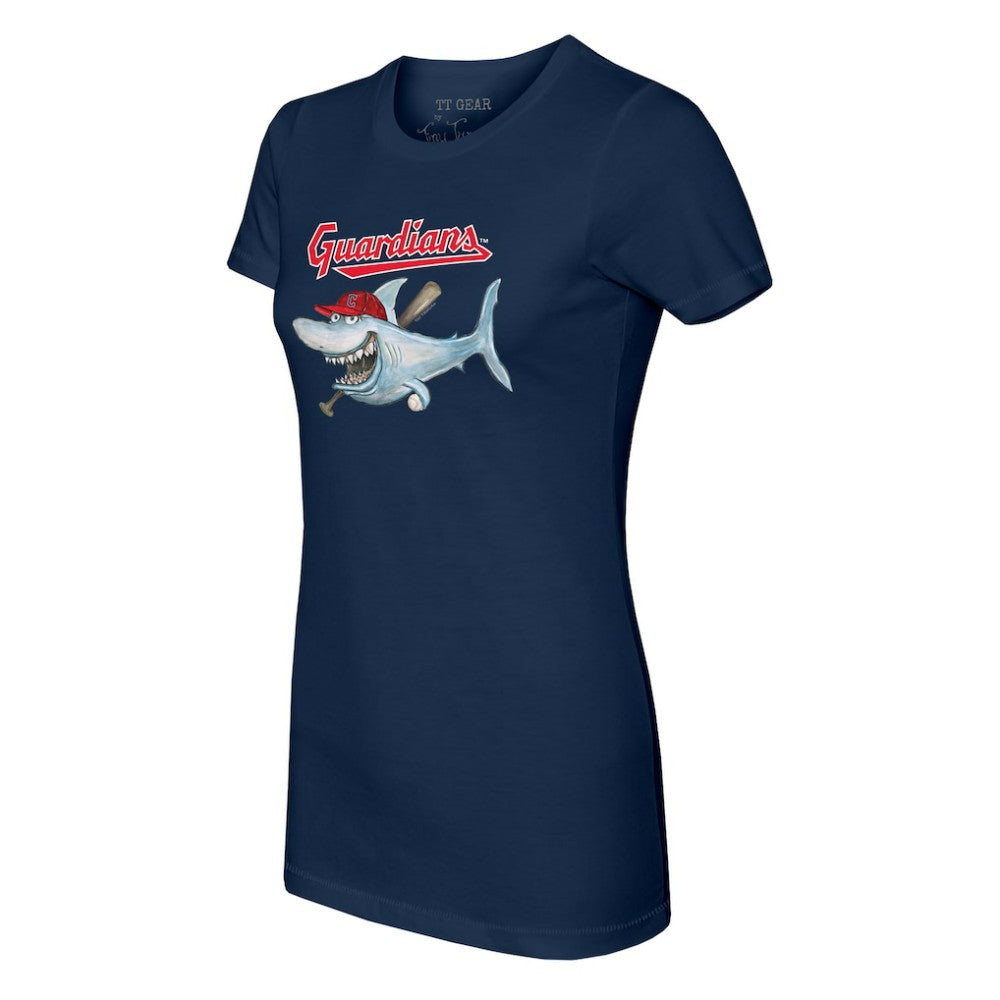 Cleveland Guardians Tiny Turnip Women's Shark T-Shirt - Navy T-shirts