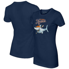 Detroit Tigers Tiny Turnip Women's Shark T-Shirt - Navy T-shirts