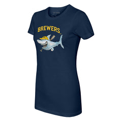 Milwaukee Brewers Tiny Turnip Women's Shark T-Shirt - Navy T-shirts