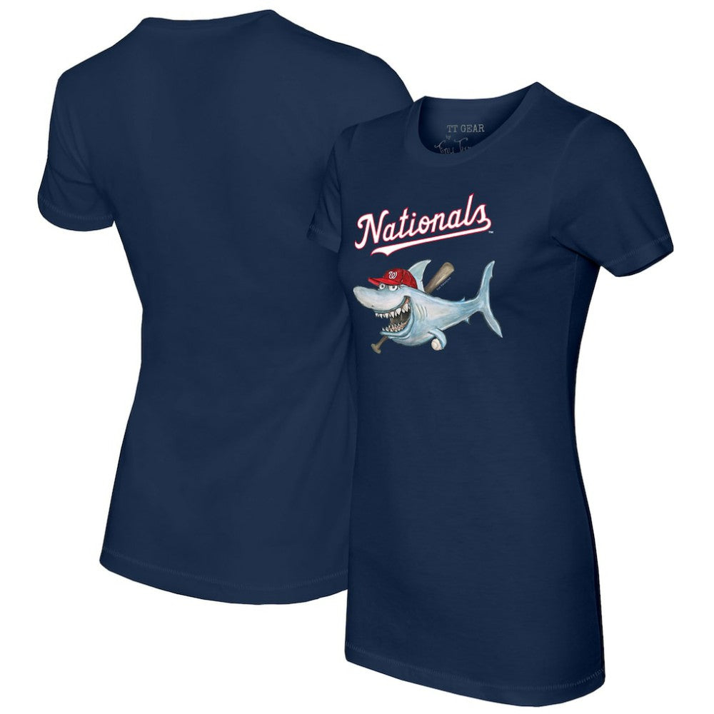 Washington Nationals Tiny Turnip Women's Shark T-Shirt - Navy T-shirts