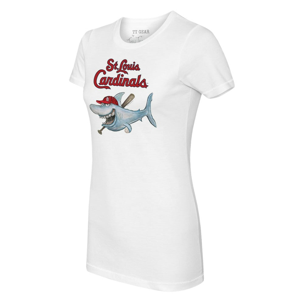 St. Louis Cardinals Tiny Turnip Women's Shark Logo T-Shirt - White T-shirts