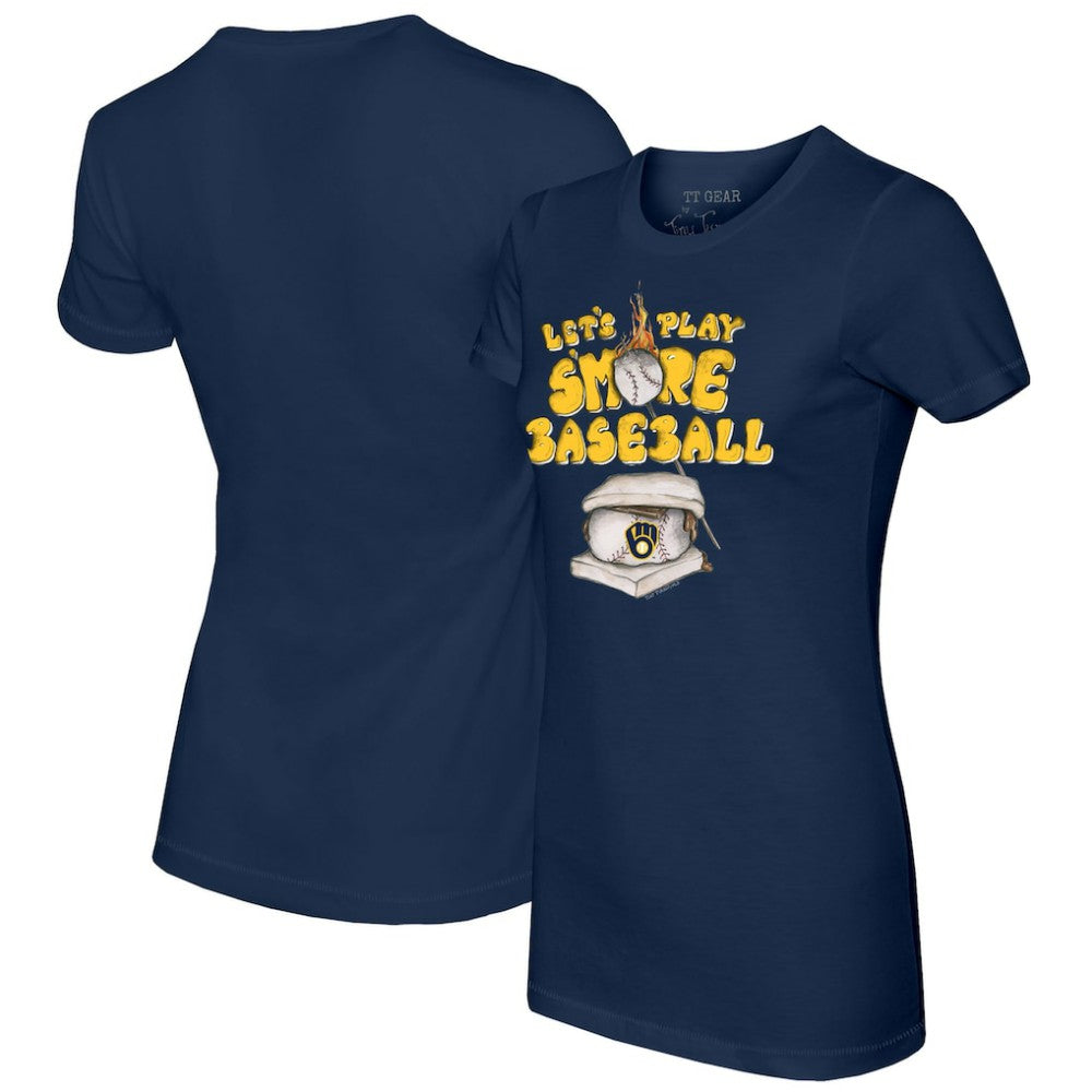 Milwaukee Brewers Tiny Turnip Women's Smores T-Shirt - Navy T-shirts