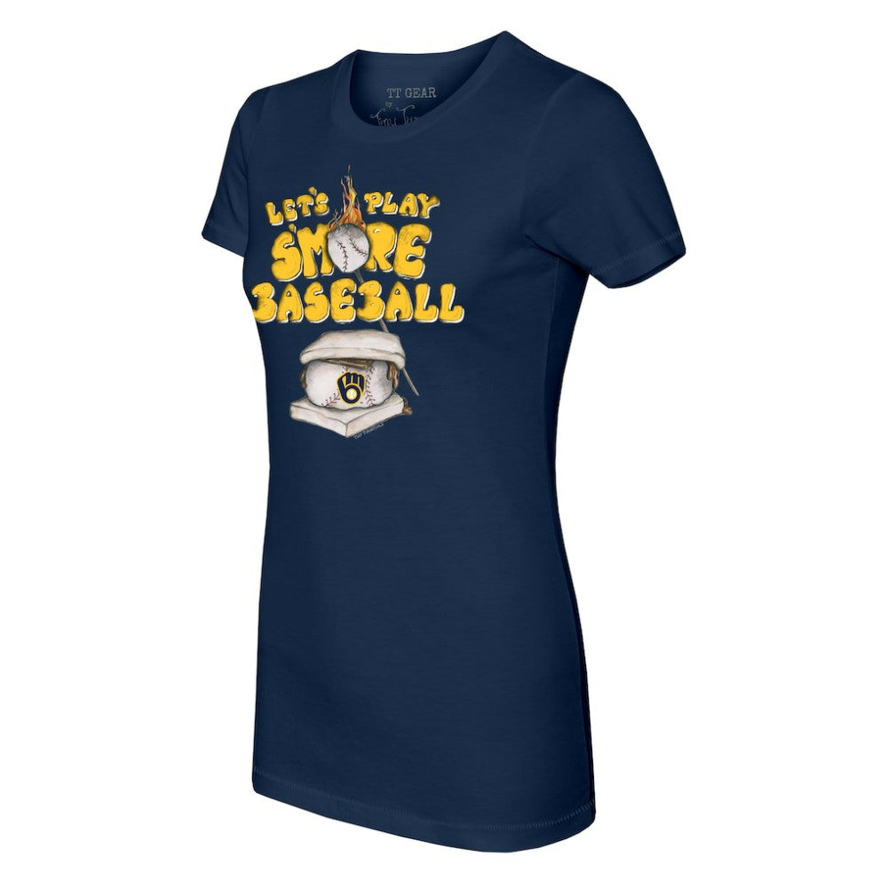 Milwaukee Brewers Tiny Turnip Women's Smores T-Shirt - Navy T-shirts