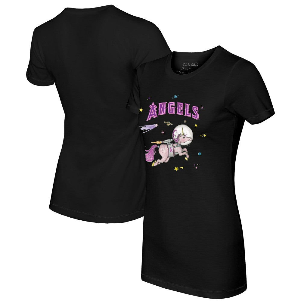 Los Angeles Angels Tiny Turnip Women's Space Unicorn T-Shirt - Black T-shirts