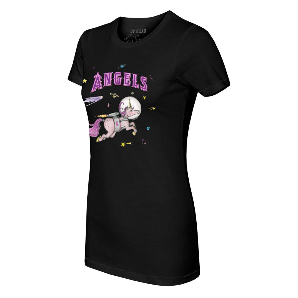 Los Angeles Angels Tiny Turnip Women's Space Unicorn T-Shirt - Black T-shirts