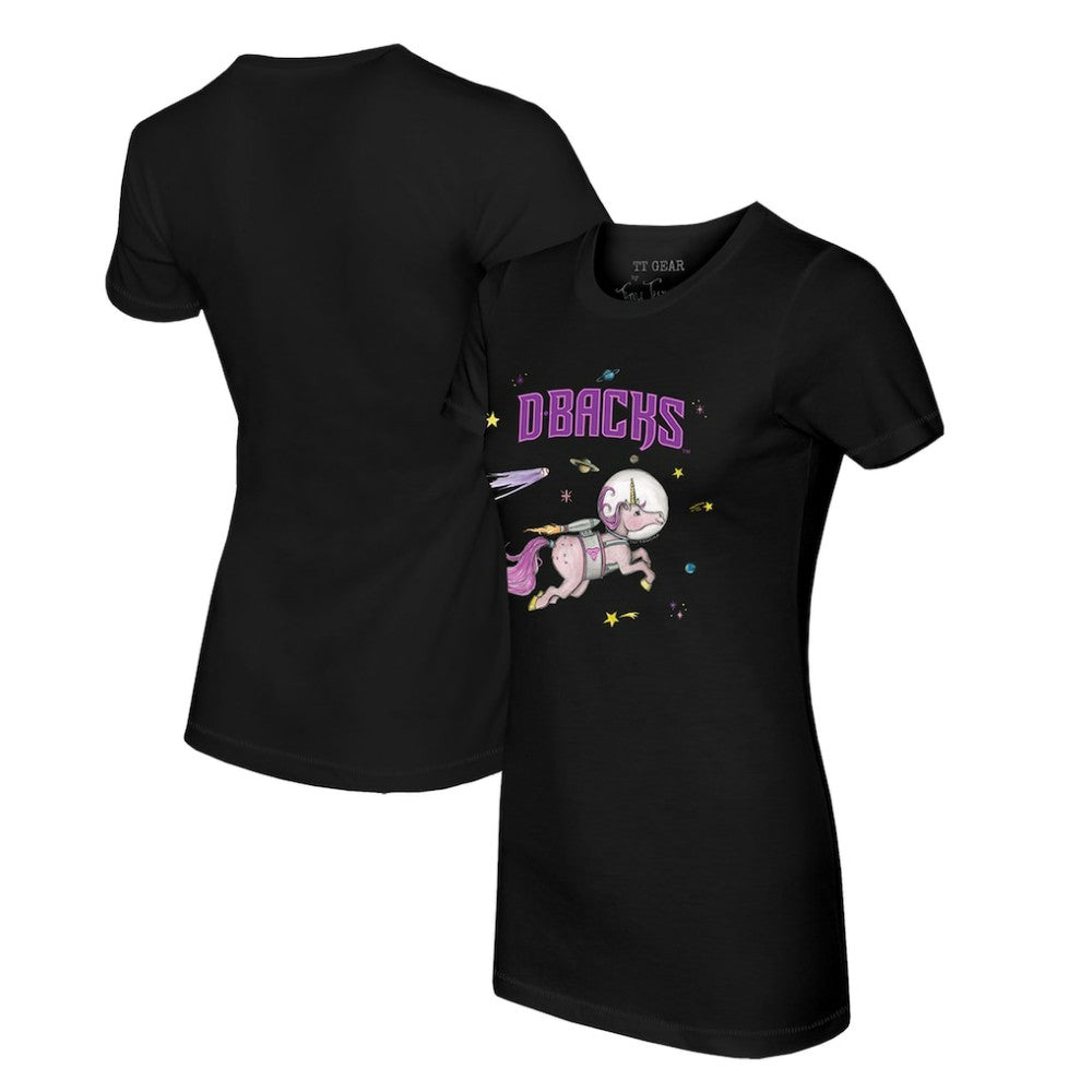 Arizona Diamondbacks Tiny Turnip Women's Space Unicorn T-Shirt - Black T-shirts