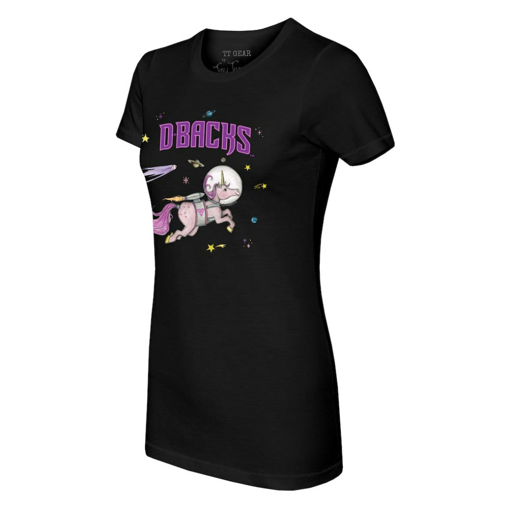 Arizona Diamondbacks Tiny Turnip Women's Space Unicorn T-Shirt - Black T-shirts