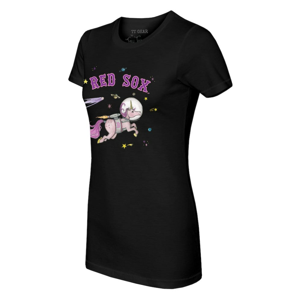 Boston Red Sox Tiny Turnip Women's Space Unicorn T-Shirt - Black T-shirts