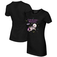 Colorado Rockies Tiny Turnip Women's Space Unicorn T-Shirt - Black T-shirts