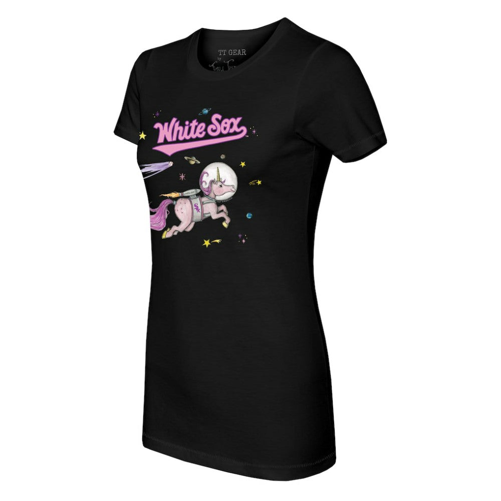 Chicago White Sox Tiny Turnip Women's Space Unicorn T-Shirt - Black T-shirts