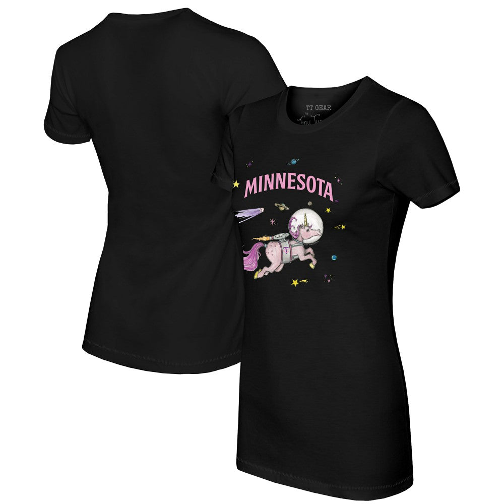 Minnesota Twins Tiny Turnip Women's Space Unicorn T-Shirt - Black T-shirts
