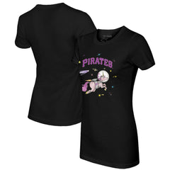 Pittsburgh Pirates Tiny Turnip Women's Space Unicorn T-Shirt - Black T-shirts