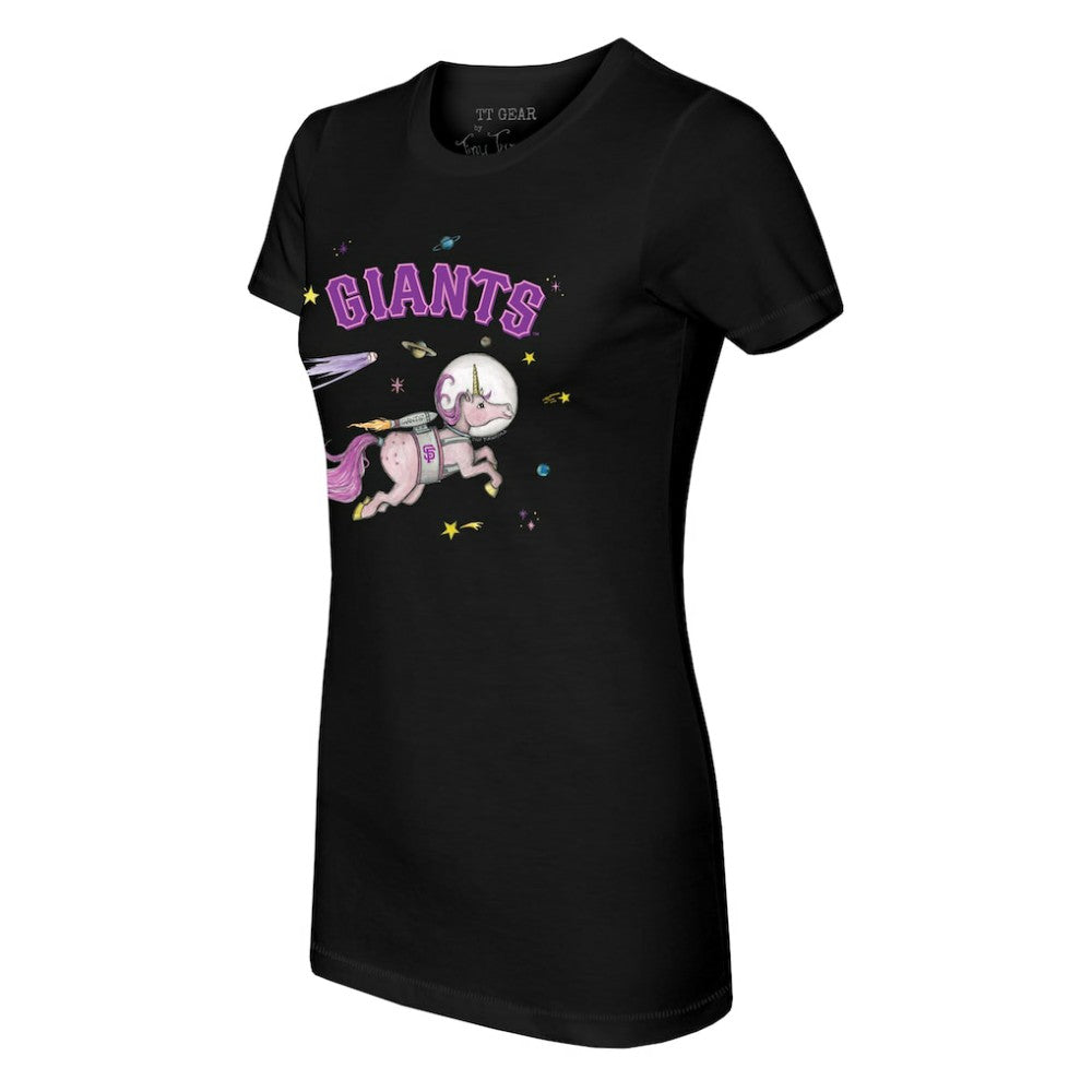 San Francisco Giants Tiny Turnip Women's Space Unicorn T-Shirt - Black T-shirts