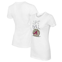 Atlanta Braves Tiny Turnip Women's Spit Ball T-Shirt - White T-shirts