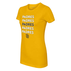 San Diego Padres Tiny Turnip Women's Stacked T-Shirt - Gold T-shirts