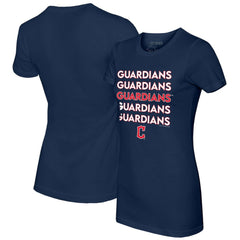 Cleveland Guardians Tiny Turnip Women's Stacked T-Shirt - Navy T-shirts