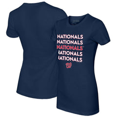 Washington Nationals Tiny Turnip Women's Stacked T-Shirt - Navy T-shirts