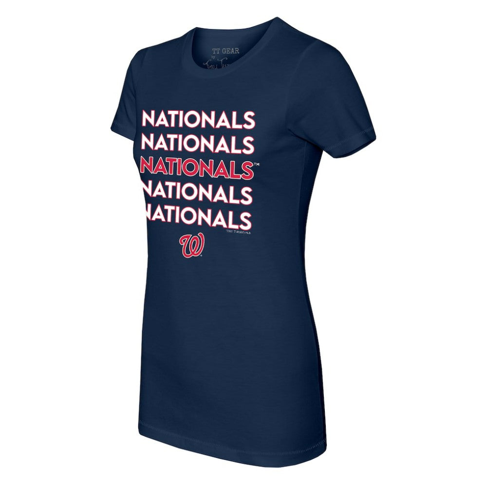 Washington Nationals Tiny Turnip Women's Stacked T-Shirt - Navy T-shirts