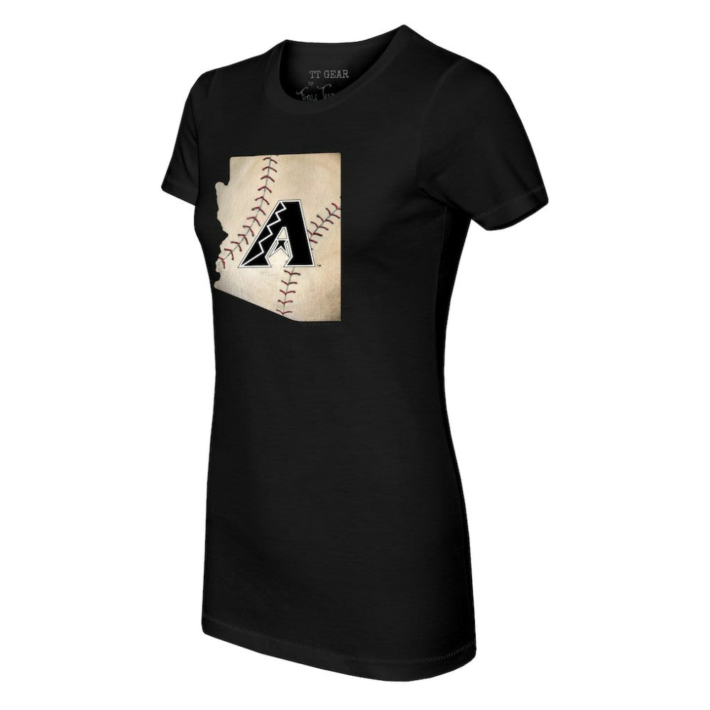 Arizona Diamondbacks Tiny Turnip Women's State Outline T-Shirt - Black T-shirts