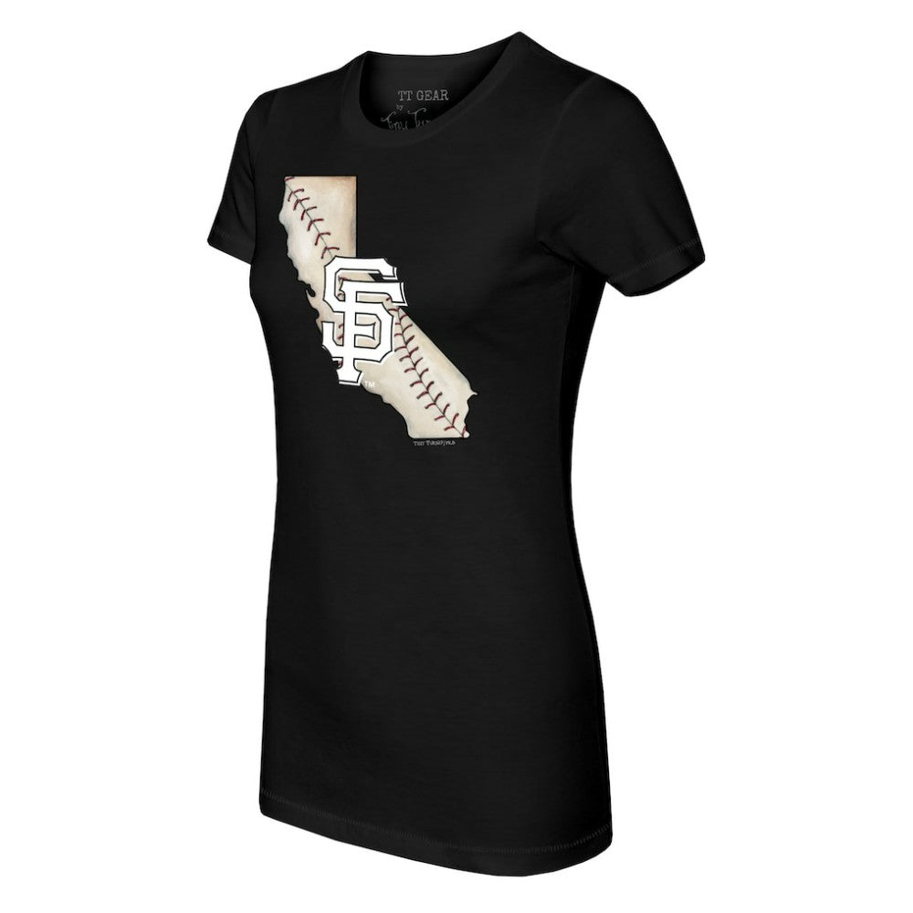 San Francisco Giants Tiny Turnip Women's State Outline T-Shirt - Black T-shirts