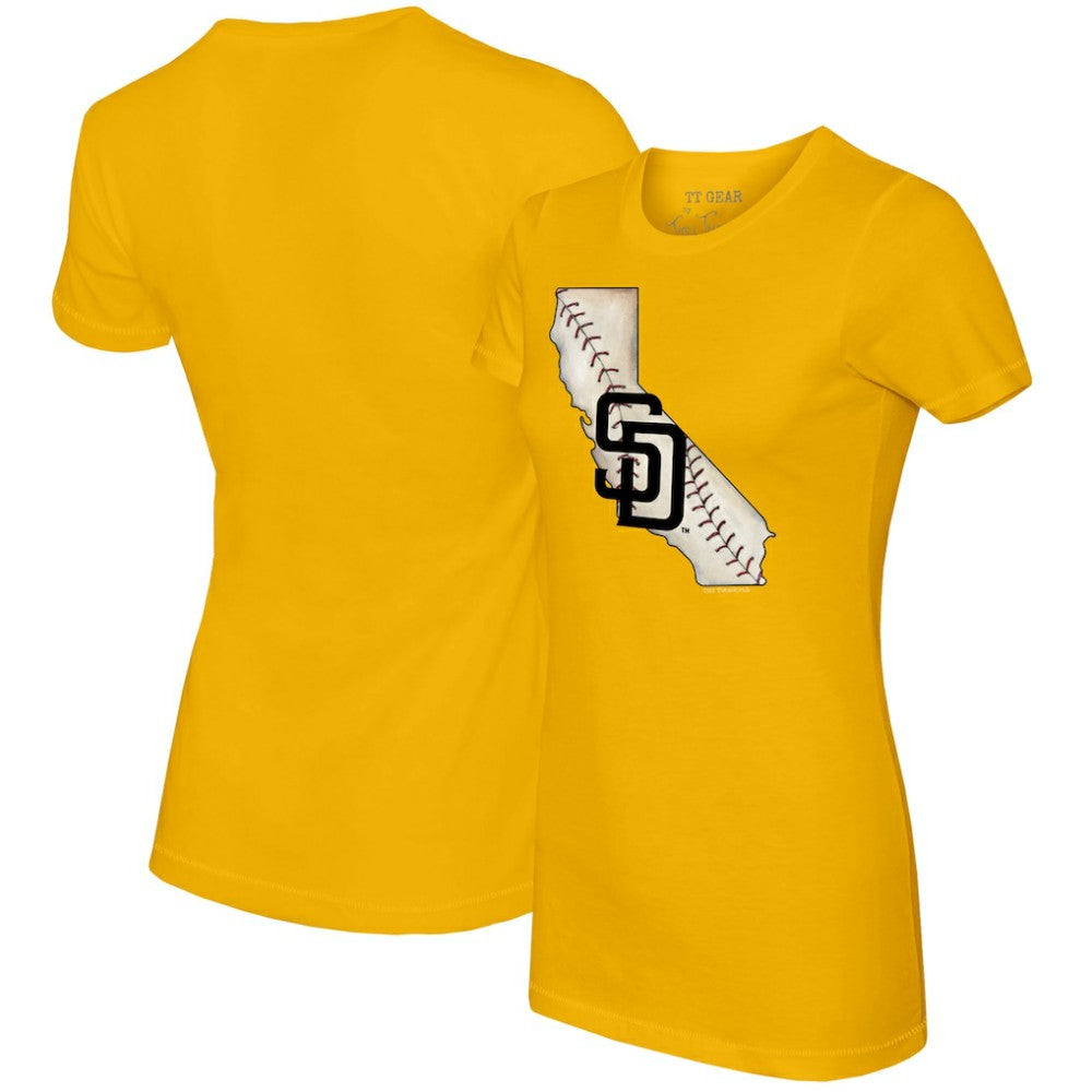 San Diego Padres Tiny Turnip Women's State Outline T-Shirt - Gold T-shirts