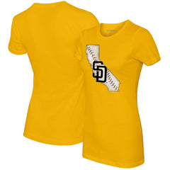 San Diego Padres Tiny Turnip Women's State Outline T-Shirt - Gold T-shirts