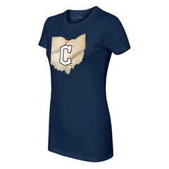 Cleveland Guardians Tiny Turnip Women's State Outline T-Shirt - Navy T-shirts