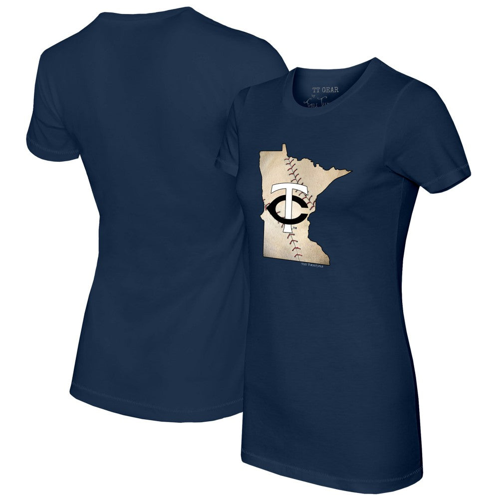 Minnesota Twins Tiny Turnip Women's State Outline T-Shirt - Navy T-shirts