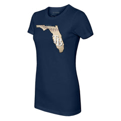 Tampa Bay Rays Tiny Turnip Women's State Outline T-Shirt - Navy T-shirts