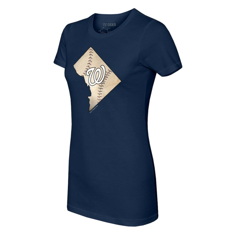 Washington Nationals Tiny Turnip Women's State Outline T-Shirt - Navy T-shirts