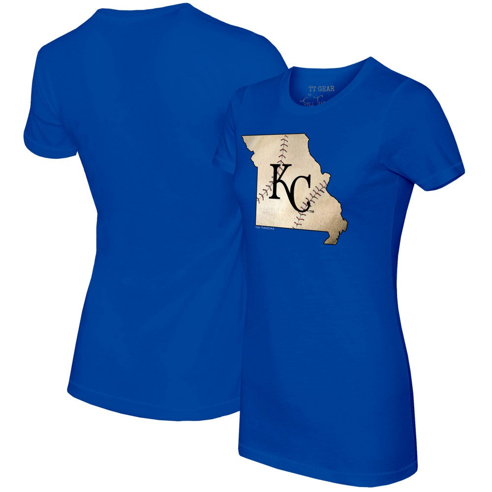 Kansas City Royals Tiny Turnip Women's State Outline T-Shirt - Royal T-shirts