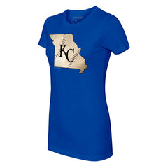 Kansas City Royals Tiny Turnip Women's State Outline T-Shirt - Royal T-shirts