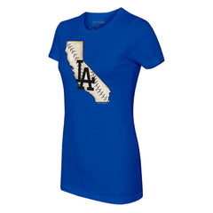 Los Angeles Dodgers Tiny Turnip Women's State Outline T-Shirt - Royal T-shirts