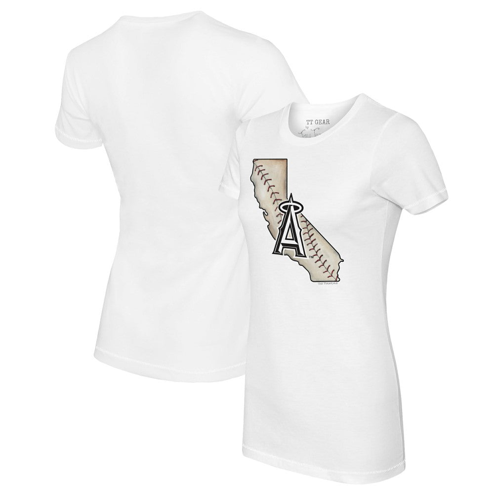 Los Angeles Angels Tiny Turnip Women's State Outline T-Shirt - White T-shirts