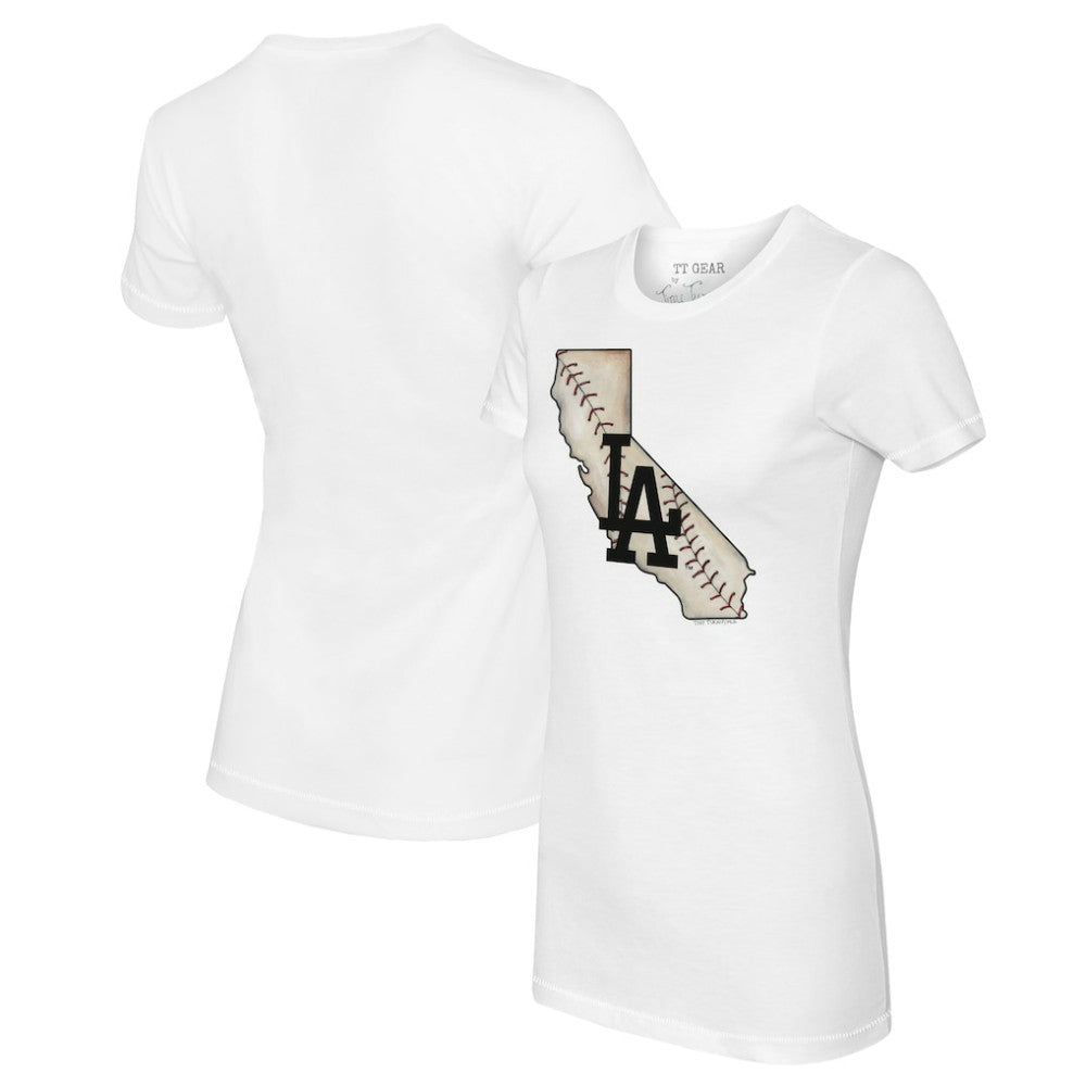 Los Angeles Dodgers Tiny Turnip Women's State Outline T-Shirt - White T-shirts