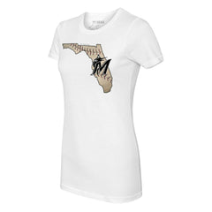 Miami Marlins Tiny Turnip Women's State Outline T-Shirt - White T-shirts