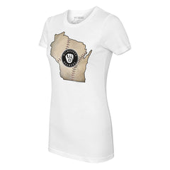 Milwaukee Brewers Tiny Turnip Women's State Outline T-Shirt - White T-shirts