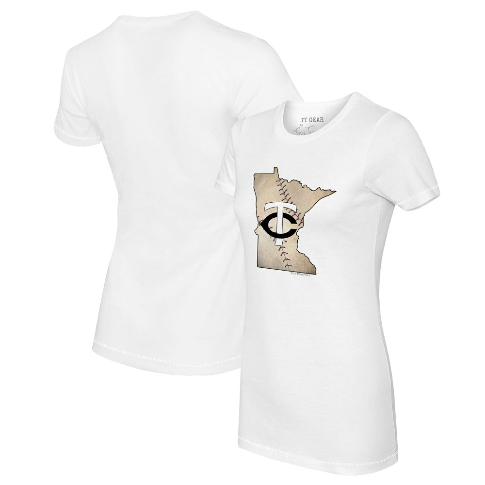 Minnesota Twins Tiny Turnip Women's State Outline T-Shirt - White T-shirts