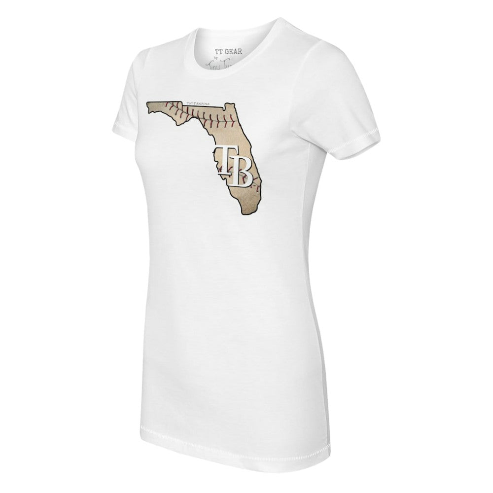 Tampa Bay Rays Tiny Turnip Women's State Outline T-Shirt - White T-shirts
