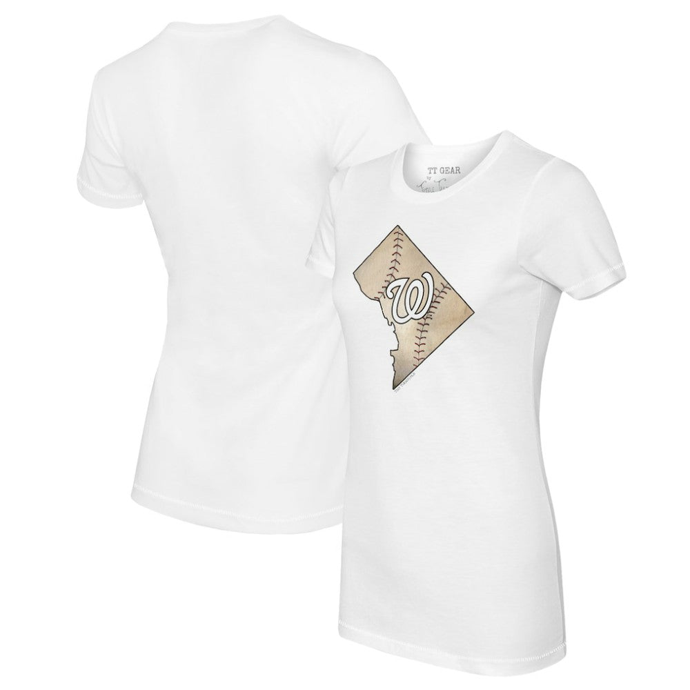 Washington Nationals Tiny Turnip Women's State Outline T-Shirt - White T-shirts