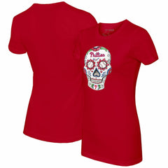 Philadelphia Phillies Tiny Turnip Women's Sugar Skull T-Shirt - Red T-shirts